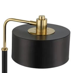 Possini Euro Design Myles Modern Mid Century Desk Lamp 24" High Black Gold With Dual USB Charging Ports Metal Drum Shade For Bedroom Living Room Home -Possini Euro Design Sales GUEST c95c07aa 134f 4f3a b0b8 338184566037