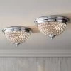Possini Euro Design Faith Modern Ceiling Light Flush Mount Fixtures 11" Wide Set Of 2 Chrome 2-Light Crystal For Bedroom Kitchen Living Room Hallway