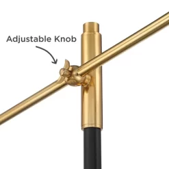 Possini Euro Design Modern Pharmacy Floor Lamp 54" Tall Matte Black Warm Gold Adjustable Metal Shade For Living Room Reading House -Possini Euro Design Sales GUEST cca0f308 245b 4e3f 9ac5 67ef66ca0dcb