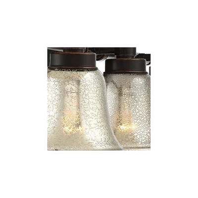 Possini Euro Design Varra Rustic Industrial Wall Light Bronze Hardwire 26 1/2" 3-Light Fixture Bell Mercury Glass Shade For Bedroom Bathroom Vanity 8 Possini Euro Design Varra Rustic Industrial Wall Light Bronze Hardwire 26 1/2" 3-Light Fixture Bell Mercury Glass Shade For Bedroom Bathroom Vanity - Image 8