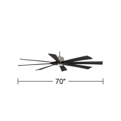 Possini Euro Design 70" Defender Modern Indoor Outdoor Ceiling Fan 8 Blade LED Light Remote Control Nickel Finish Black Blades Bedroom Damp Rated -Possini Euro Design Sales GUEST ce135277 5abb 4169 a671 9162f27f6b6e
