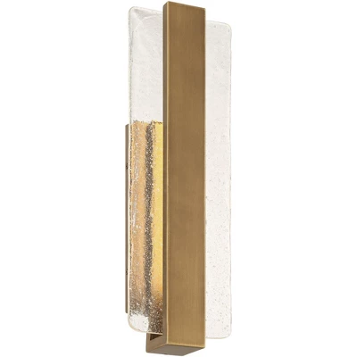 Possini Euro Design Possini Euro Cascadia 18"H Brass Piastra Glass LED Outdoor Wall Light 5 Possini Euro Design Possini Euro Cascadia 18"H Brass Piastra Glass LED Outdoor Wall Light - Image 5