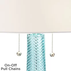 Possini Euro Design Modern Table Lamps 28.5" Tall Set Of 2 Light Sky Blue Fluted Glass White Drum Shade For Living Room Bedroom Office Family -Possini Euro Design Sales GUEST ce33ce39 37d6 42db 8e19 08e49bf1dc90