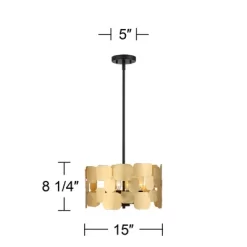 Possini Euro Design Stella Black Pendant Chandelier 15" Wide Modern Gold Leaf Drum Shade 4-Light Fixture For Dining Room House Foyer Kitchen Island -Possini Euro Design Sales GUEST ce404503 72a6 42fa b60a 005d26d6fc09