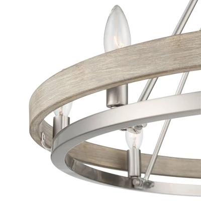 Possini Euro Design Brushed Nickel Graywood Wagon Wheel Chandelier 29 1/4" Wide Farmhouse Rustic 8-Light Fixture Dining Room Kitchen Island Entryway 2 Possini Euro Design Brushed Nickel Graywood Wagon Wheel Chandelier 29 1/4" Wide Farmhouse Rustic 8-Light Fixture Dining Room Kitchen Island Entryway - Image 2