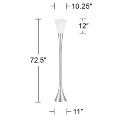 Possini Euro Design Piazza Modern Torchiere Floor Lamp With Riser 76 3/4" Tall Brushed Nickel Metal Frosted White Glass Shade For Living Room Bedroom -Possini Euro Design Sales GUEST cf47ca7e a93c 4b58 b87a 55921a173ff9