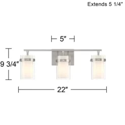 Possini Euro Design Kazran Modern Wall Light Brushed Nickel Hardwire 21 1/4" 3-Light Fixture Frosted White Glass For Mirror Vanity -Possini Euro Design Sales GUEST cf52346c b5dd 4302 89d0 c5cfbd938946