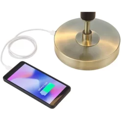 Possini Euro Design Possini Euro® Wyndham Desk Lamp With Glass Shade And Dual USB Ports -Possini Euro Design Sales GUEST cfa3a629 69c9 4678 8598 75a383393ac9