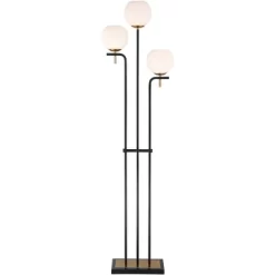 Possini Euro Design Acadia Modern Floor Lamp 71" Tall Black Warm Gold Metal 3 Light Frosted White Glass Globe Shade For Living Room Bedroom Office -Possini Euro Design Sales GUEST cfab7d06 4c65 4d16 b0f9 c50535035577
