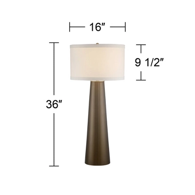 Possini Euro Design Karen Modern Table Lamp 36" Tall Dark Gold Glass With Table Top Dimmer Off White Fabric Drum Shade For Bedroom Living Room Bedside 5 Possini Euro Design Karen Modern Table Lamp 36" Tall Dark Gold Glass With Table Top Dimmer Off White Fabric Drum Shade For Bedroom Living Room Bedside - Image 5
