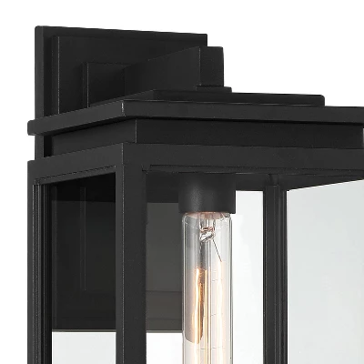 Possini Euro Design Atkins 21 1/4" High Modern Outdoor Wall Light Fixture Mount Porch House Weatherproof Matte Black Die Cast Metal Clear Glass Shade 4 Possini Euro Design Atkins 21 1/4" High Modern Outdoor Wall Light Fixture Mount Porch House Weatherproof Matte Black Die Cast Metal Clear Glass Shade - Image 4