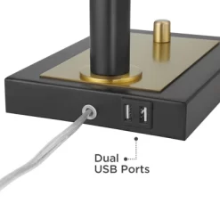 Possini Euro Design Hayven 23 1/2" High Small Mid Century Modern Desk Lamps Set Of 2 Dual USB Ports Black Gold Metal Home Office Living Room Charging -Possini Euro Design Sales GUEST d1675be7 ce09 49bf 8b22 437a36d809bf