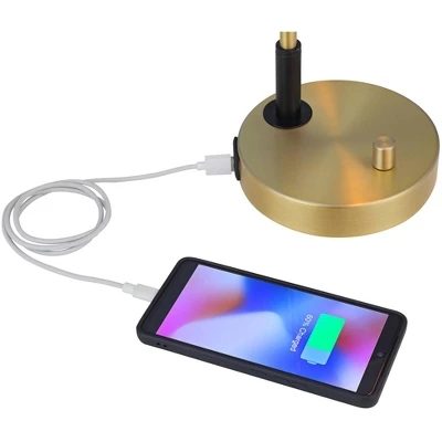 Possini Euro Design Possini Euro Kinzie Desk Lamp With Power Outlet And USB Ports Warm Gold 3 Possini Euro Design Possini Euro Kinzie Desk Lamp With Power Outlet And USB Ports Warm Gold - Image 3