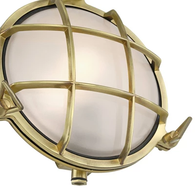 Possini Euro Design Possini Euro Anjali 10" High Brass Bulkhead Wall Sconce 2 Possini Euro Design Possini Euro Anjali 10" High Brass Bulkhead Wall Sconce - Image 2