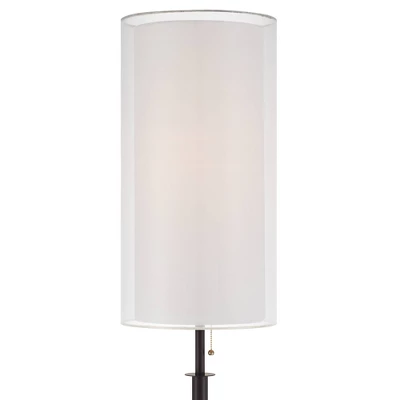 Possini Euro Design Tarrah Modern 68 1/2" Tall Standing Floor Lamp Skinny Tripod Pull Chain Brown Metal Bronze Finish Double Drum White Shade 2 Possini Euro Design Tarrah Modern 68 1/2" Tall Standing Floor Lamp Skinny Tripod Pull Chain Brown Metal Bronze Finish Double Drum White Shade - Image 2