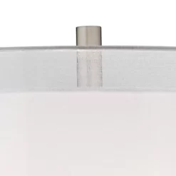 Possini Euro Design Roxie Modern Floor Lamp With Black Riser 65 1/2" Tall Brushed Nickel Sheer Linen Double Drum Shade For Living Room Bedroom Office