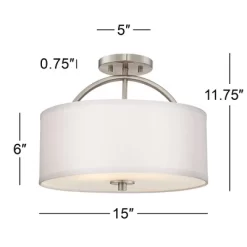 Possini Euro Design Halsted Modern Ceiling Light Semi Flush Mount Fixture 15" Wide Brushed Nickel 2-Light Oatmeal Linen Drum For Bedroom Living Room 10 Possini Euro Design Halsted Modern Ceiling Light Semi Flush Mount Fixture 15" Wide Brushed Nickel 2-Light Oatmeal Linen Drum For Bedroom Living Room -Possini Euro Design Sales GUEST d467f660 902a 45b3 bde3 1d30f40fac9c