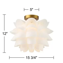 Possini Euro Design Modern Ceiling Light Semi Flush Mount Fixture White Flower Gold Metal 15 3/4" Wide Living Room Bedroom Kitchen -Possini Euro Design Sales GUEST d4dfbf46 d749 4ed9 ad97 3bda7c01cd2a