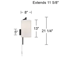 Possini Euro Design Modern Wall Lamps Set Of 2 With USB Port Black Plug-In 8" Light Fixture White Fabric Shade For Bedroom Bedside House -Possini Euro Design Sales GUEST d55d6a9e c4cd 44d0 8a48 a4a5aff7644c