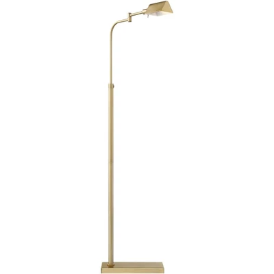 Possini Euro Design Keegan Traditional Pharmacy Floor Lamp 54 1/4" Tall Warm Gold Adjustable Swing Arm Metal Tent Shade For Living Room Reading 7 Possini Euro Design Keegan Traditional Pharmacy Floor Lamp 54 1/4" Tall Warm Gold Adjustable Swing Arm Metal Tent Shade For Living Room Reading - Image 7