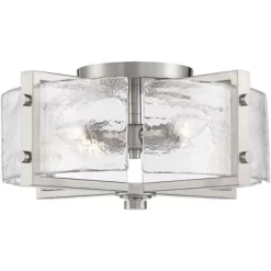 Possini Euro Design Prane Modern Industrial Ceiling Light Semi Flush Mount Fixture 17" Wide Brushed Nickel 4-Light Warped Glass For Bedroom Kitchen -Possini Euro Design Sales GUEST d6d6f1d6 17f5 40d9 8e0f cceec1010e0d