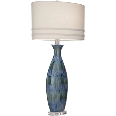 Possini Euro Design Annette 38" Tall Large Modern Coastal End Table Lamps Set Of 2 Blue Drip Finish Ceramic Living Room Bedroom (Colors May Vary) 7 Possini Euro Design Annette 38" Tall Large Modern Coastal End Table Lamps Set Of 2 Blue Drip Finish Ceramic Living Room Bedroom (Colors May Vary) - Image 7