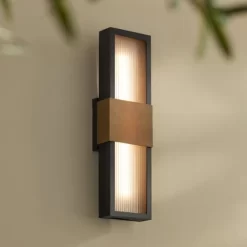 Possini Euro Design Possini Euro Radford 18"H Sand Black And Brass LED Outdoor Wall Light