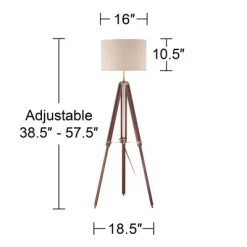 Possini Euro Design Surveyor Modern Tripod Floor Lamp 57 1/2" Tall Cherry Wood Adjustable Beige Linen Drum Shade For Living Room Bedroom Office House -Possini Euro Design Sales GUEST d92fc1ac 8fa8 47d5 bd87 5db2bca473e1