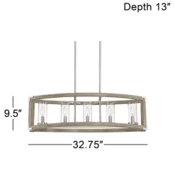 Possini Euro Design Kerr Wood Brushed Nickel Island Pendant Chandelier 32 3/4" Wide Modern Clear Glass Shade 5-Light Fixture For Dining Room Kitchen -Possini Euro Design Sales GUEST da704350 3b6a 4a51 94e0 dc9b7cae931b