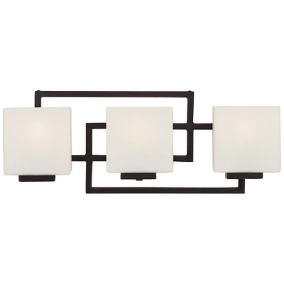 Possini Euro Design Lighting On The Square Modern Wall Light Bronze Hardwire 21" 3-Light Fixture Opal Glass For Bedroom Bathroom Vanity Reading House 7 Possini Euro Design Lighting On The Square Modern Wall Light Bronze Hardwire 21" 3-Light Fixture Opal Glass For Bedroom Bathroom Vanity Reading House - Image 7