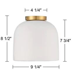 Possini Euro Design Merrick Modern Industrial Ceiling Light Flush Mount Fixture 9 1/4" Wide White Cement Gold For Bedroom Kitchen Living Room Hallway -Possini Euro Design Sales GUEST dba2b5f6 f3f0 4f7b 8297 c66a400bcdfa