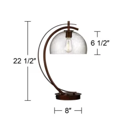 Possini Euro Design Modern Desk Lamps Set Of 2 With USB Port 22 1/2" High Bronze LED Clear Seeded Glass Shade For Bedroom Office -Possini Euro Design Sales GUEST dbca2a85 7b54 47b8 9b05 884d0ff9afcd