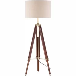 Possini Euro Design Serveyor Modern 57 1/2" Tall Tripod Floor Lamp Smart Socket Cherry Wood Brass Adjustable Beige Shade For Living Room -Possini Euro Design Sales GUEST dbcd8161 4dd0 4d2d aaf3 750dd4601554