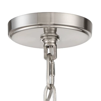 Possini Euro Design Brushed Nickel Graywood Wagon Wheel Chandelier 29 1/4" Wide Farmhouse Rustic 8-Light Fixture Dining Room Kitchen Island Entryway 4 Possini Euro Design Brushed Nickel Graywood Wagon Wheel Chandelier 29 1/4" Wide Farmhouse Rustic 8-Light Fixture Dining Room Kitchen Island Entryway - Image 4