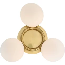 Possini Euro Design Modern Ceiling Light Flush Mount Fixture Brass 18" Wide 3-Light Frosted White Glass Globes Bedroom Living Room -Possini Euro Design Sales GUEST dbfdc26c 9042 453c 899a 728958d8e6b8