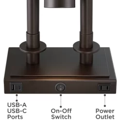 Possini Euro Design Bishop 26 1/2" Tall Modern Desk Lamp USB Port AC Power Outlet Brown Bronze Finish Metal Single Home Office Living Room Charging -Possini Euro Design Sales GUEST dc527554 204b 4c50 b2a2 2ff345e9ab59