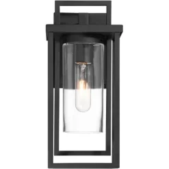 Possini Euro Design Raynor 13 1/2" High Modern Outdoor Wall Barn Light Fixture Mount Porch House Weatherproof Sand Black Aluminum Clear Glass Shade -Possini Euro Design Sales GUEST dcdae8e7 fb07 4b00 a7c5 414267ab9040