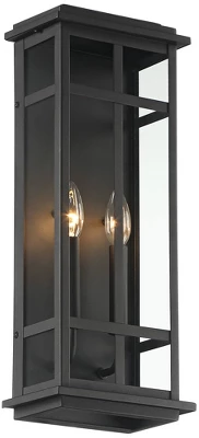 Possini Euro Design Metrix Modern Wall Light Sconce Black Metal Hardwired 8 1/4" 2-Light Fixture Clear Glass For Bedroom Bathroom Vanity 4 Possini Euro Design Metrix Modern Wall Light Sconce Black Metal Hardwired 8 1/4" 2-Light Fixture Clear Glass For Bedroom Bathroom Vanity - Image 4