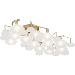 Possini Euro Design Lilypad Modern Ceiling Light Semi Flush Mount Fixture 30 1/4" Wide Warm Brass 12-Light Frosted Glass Shade For Bedroom Living Room -Possini Euro Design Sales GUEST dec42141 80e6 4416 977e 08a265036989