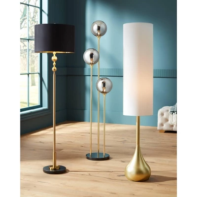 Possini Euro Design Moderne Mid Century Modern 62" Tall Standing Floor Lamp Droplet Foot Switch Metal Soft Gold Finish Living Room Bedroom House 6 Possini Euro Design Moderne Mid Century Modern 62" Tall Standing Floor Lamp Droplet Foot Switch Metal Soft Gold Finish Living Room Bedroom House - Image 6