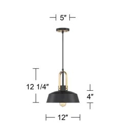 Possini Euro Design Black Warm Brass Mini Pendant Lighting Fixture 12" Wide Farmhouse Rustic For Dining Room House Home Kitchen Island High Ceilings -Possini Euro Design Sales GUEST dfbbf7b4 fa90 4b91 85ef bc93f5813fb2