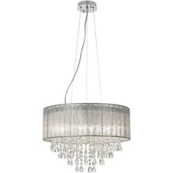 Possini Euro Design Jolie Chrome Chandelier Lighting 20" Wide Modern Crystal Silver Fabric Shade 7-Light Fixture For Dining Room House Kitchen Island -Possini Euro Design Sales GUEST e008ef95 32c3 48d1 bfa5 4c802eb7f43e