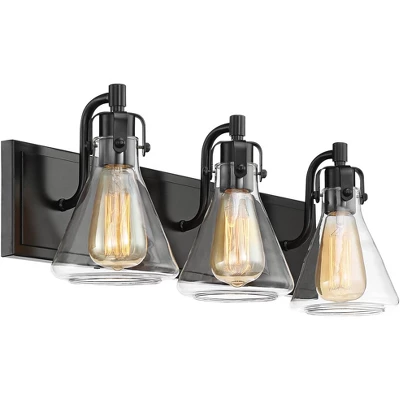 Possini Euro Design Cindy Rustic Vintage Wall Light Bronze Hardwire 24" 3-Light Fixture Clear Glass Shade For Bedroom Bathroom Vanity Living Room 4 Possini Euro Design Cindy Rustic Vintage Wall Light Bronze Hardwire 24" 3-Light Fixture Clear Glass Shade For Bedroom Bathroom Vanity Living Room - Image 4