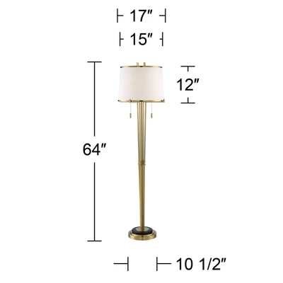 Possini Euro Design Palisade Modern Floor Lamp 64" Tall Satin Brass Metal Trimmed Fabric Tapered Drum Shade For Living Room Bedroom Office House Home 7 Possini Euro Design Palisade Modern Floor Lamp 64" Tall Satin Brass Metal Trimmed Fabric Tapered Drum Shade For Living Room Bedroom Office House Home - Image 7