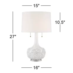 Possini Euro Design Natalia Modern Country Cottage Table Lamp With Square Riser 28 1/2" Tall White Floral Ceramic Drum Shade For Bedroom Living Room -Possini Euro Design Sales GUEST e072020c f122 4708 9e80 53efd66dadf0