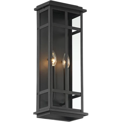 Possini Euro Design Modern Industrial Outdoor Wall Light Fixture Cool Black Windowpane Frame 20" For Post Exterior Barn Deck House 4 Possini Euro Design Modern Industrial Outdoor Wall Light Fixture Cool Black Windowpane Frame 20" For Post Exterior Barn Deck House - Image 4
