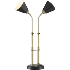Possini Euro Design Sentry Modern Mid Century Desk Lamp 23" High Black Brass With USB Charging Port LED Adjustable Cone Shade For Bedroom Living Room -Possini Euro Design Sales GUEST e240447e 5fa7 45ac adb1 c441648f3303