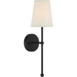 Possini Euro Design Elena Modern Wall Light Sconce Matte Black Metal Hardwire 6" Fixture Cream Linen Shade For Bedroom Reading Living Room House Home -Possini Euro Design Sales GUEST e24a28ba 640e 4421 94e5 71ccd18fa464