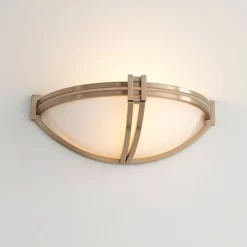 Possini Euro Design Deco Modern Wall Light Sconce Soft Gold Hardwire 13 3/4" Fixture White Milky Glass Shade For Bedroom Bathroom Vanity Living Room