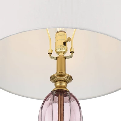 Possini Euro Design Clarrissa 31 1/2" Tall Fluted Vase Large Traditional End Table Lamp Pink Brass Finish Glass Single White Shade Living Room Bedroom 7 Possini Euro Design Clarrissa 31 1/2" Tall Fluted Vase Large Traditional End Table Lamp Pink Brass Finish Glass Single White Shade Living Room Bedroom - Image 7